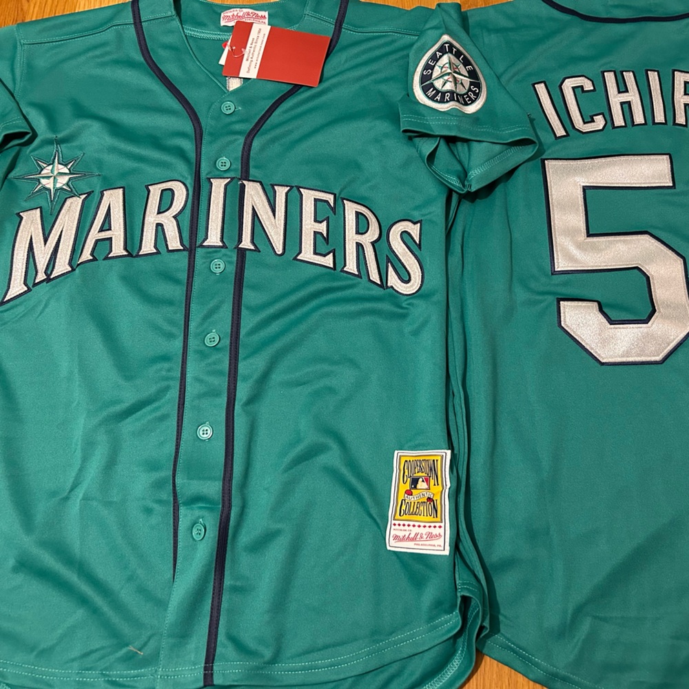 MITCHELL & NESS SEATTLE MARINERS ICHIRO SUZUKI Men's JERSEY Sz M,L,XL,2X NWT - Picture 7 of 8